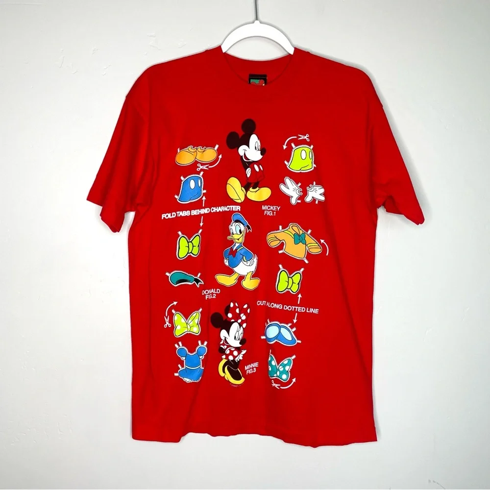 Vintage 90’s Disney‎ Mickey Mouse Club T-Shirt Jerry Leigh Medium Cotton Red